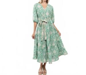 NEW UNCLE FRANK the garden gala paisley midi dress in green